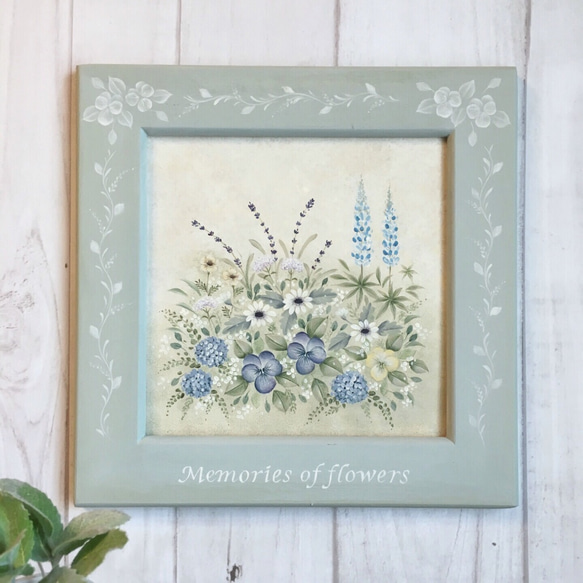 トールペイント 【受注制作・送料無料】春色のフレーム〜青い花の 
