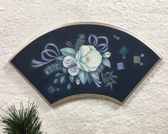 トールペイント 【受注制作 送料無料】白い椿のお正月プレート