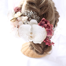 ☆胡蝶蘭と紫陽花のヘッドドレス☆ 2枚目の画像