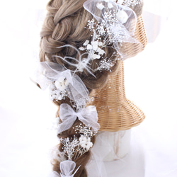受注製作☆チュール・リボン・かすみ草のヘッドドレス 5枚目の画像