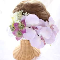 アンティークパープルの胡蝶蘭のヘッドドレス・natural 5枚目の画像