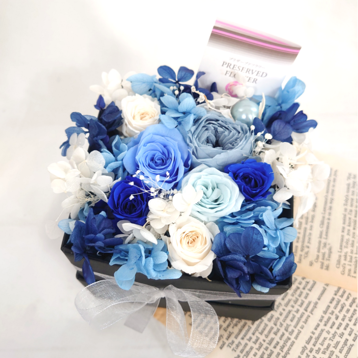 『再販』母の日やギフトに爽やかブルーのフラワーボックス 5,040円