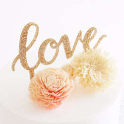 Love Calligraphy Gold Acrylic Cake Topper 3枚目の画像