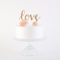 【SALE】Love Calligraphy Gold Acrylic Cake Topper 2枚目の画像