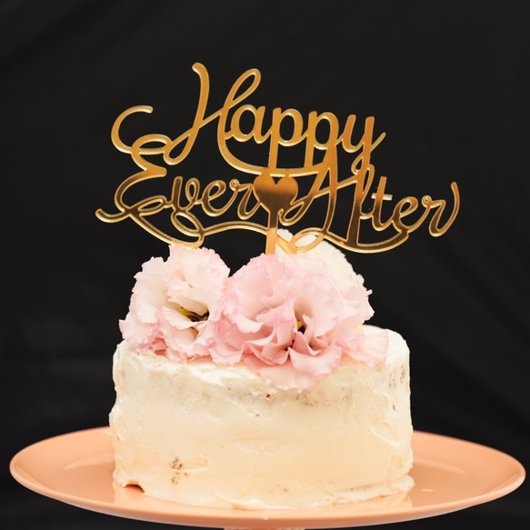 ミラーアクリルケーキトッパー『Happy Ever After』and design by machico 1枚目の画像