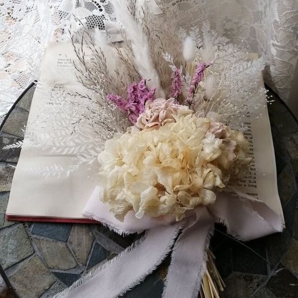 NO157 ナチュラルミント＆グリーン♡ドライとプリザのフラワーガーランド♪