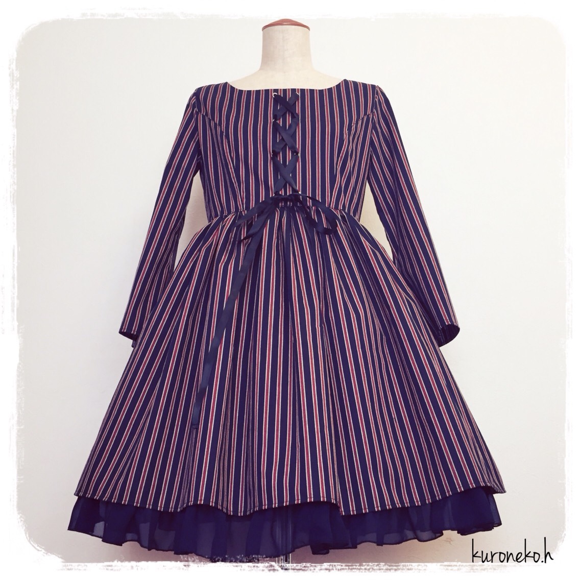 【受注再販】レジメンタルストライプワンピースドレス