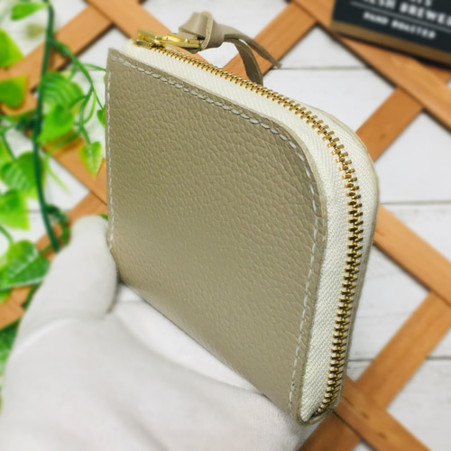 ❤【シンプルで便利♪】大人可愛い総本革L字ファスナーミニ財布♪大人