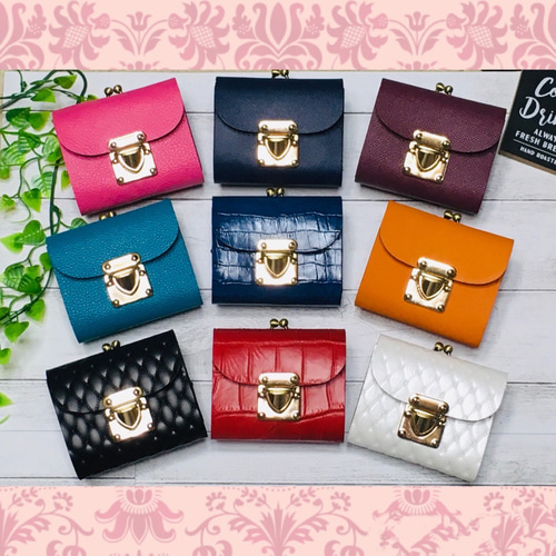 ❤【高級感×可愛い♪】大人オシャレながま口付き総本革ミニ財布♪白