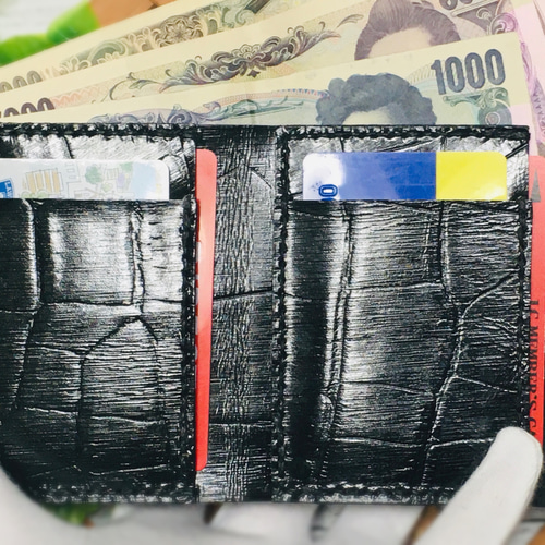 ❤【高級感×可愛い♪】大人オシャレながま口付き総本革ミニ財布♪黒