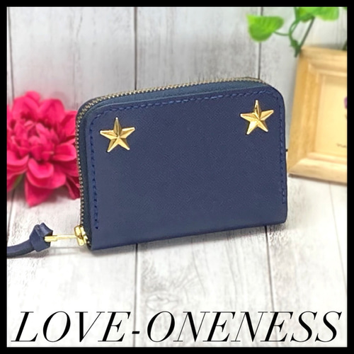 ❤️【超絶オシャレ可愛い♪】総本革ラウンドファスナー星スタッズミニ