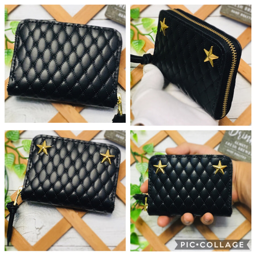 ❤️【超絶オシャレ可愛い♪】総本革ラウンドファスナー星
