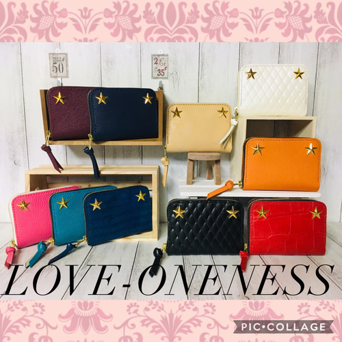 ❤️【超絶オシャレ可愛い♪】総本革ラウンドファスナー星スタッズミニ