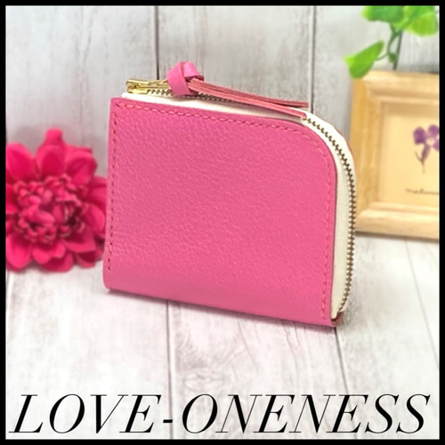 ❤【シンプルで便利♪】大人可愛い総本革L字ファスナーミニ財布