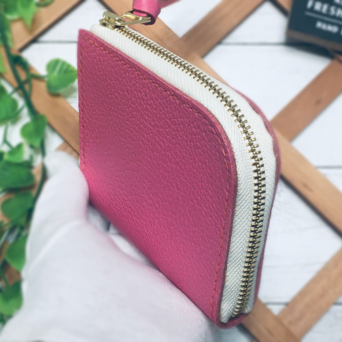 ❤【シンプルで便利♪】大人可愛い総本革L字ファスナーミニ財布