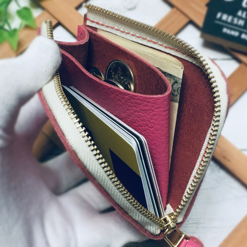 ❤【シンプルで便利♪】大人可愛い総本革L字ファスナーミニ財布