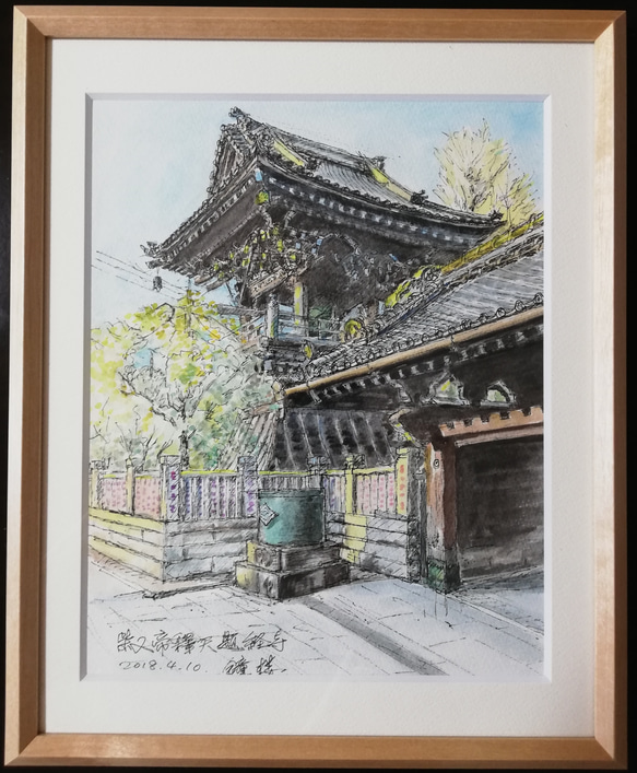 水彩画原画 柴又帝釈天題経寺 鐘楼 絵画 Lin 通販 6409532