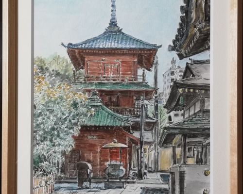 水彩画　鑁阿寺・表参道　原画 0_c7617cb8c0eda6eee4e019ff6708