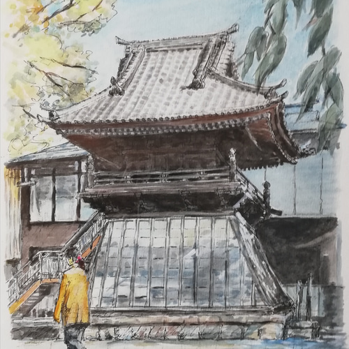水彩画原画 大國魂神社 鼓楼 絵画 Lin 通販 6420062｜Creema