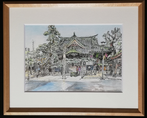 水彩画原画 柴又帝釈天題経寺 拝殿 絵画 Lin 通販 6436287｜Creema