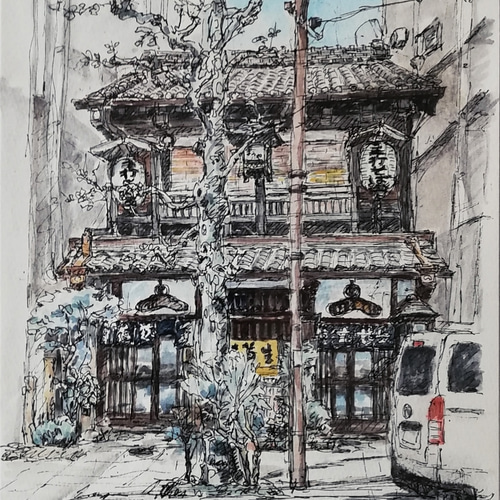 水彩画原画 神田まつや そば屋 絵画 Lin 通販 6436501｜Creema(クリーマ)