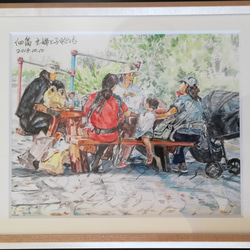水彩画原画 着物を着てる女の子 絵画 Lin 通販 6449958｜Creema