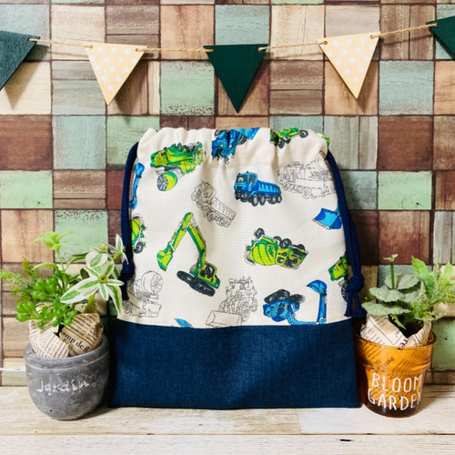 ミキサー車 ☆ショベルカー ランチョンマット お弁当袋 ハンドメイド