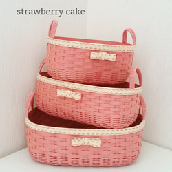 いちごCAKE♡BASKET【3個set】/コーラルピンク 1枚目の画像