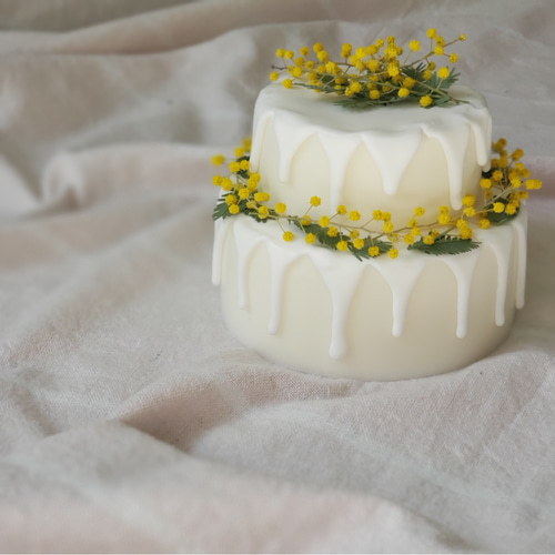 再多数ミモザいっぱい フェイクケーキ 誕生日 バースデー ドライ