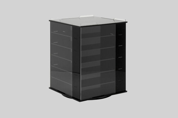 ロータリーアクリル収納ボックス -  L  - ブラック 1枚目の画像