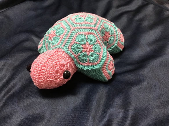 アフリカンフラワーのモチーフつなぎ ハンドメイド マルチカバー 大判