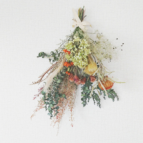 リース　かすみ草　ドライフラワー　スワッグ　ブーケ　リースブーケ ドライフラワースワッグ♡(ブーケ) ドライフラワー cocoshop