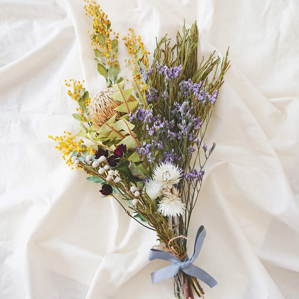 2.ミモザブーケスワッグ ミモザ＊ドライフラワースワッグ♡(ブーケ) ドライフラワー cocoshop