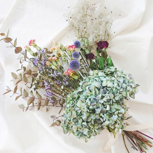紫陽花＊ドライフラワースワッグ♡ブーケ45～50cm ドライフラワー