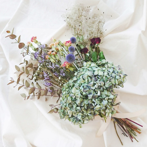 紫陽花＊ドライフラワースワッグ♡ブーケ45～50cm ドライ