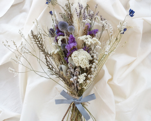 ホワイトブルー＊パンパスグラスドライフラワースワッグ♡ブーケ