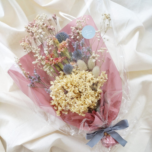 ラッピングのまま飾れるドライフラワースワッグ♡プレゼント＊ご自宅用