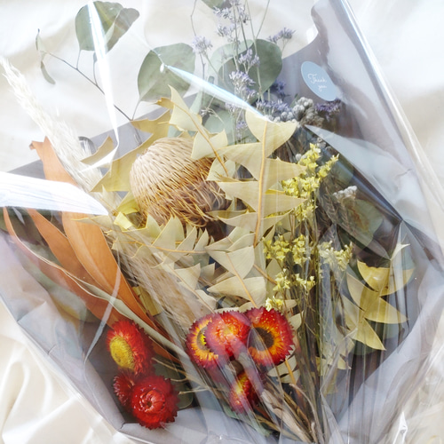 ラッピング❀ドライフラワースワッグ♡ブーケ45～50cm ドライフラワー