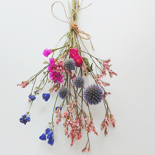 ピンクとブルーのドライフラワースワッグ♡(ブーケ)mini ドライ