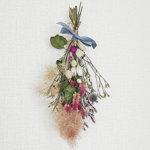 ˚✧ブーケ風スワッグ ˚✧₊(34cm )ドライフラワー ドライフラワー ブーケスワッグ イエローオレンジ系 S | ドライ