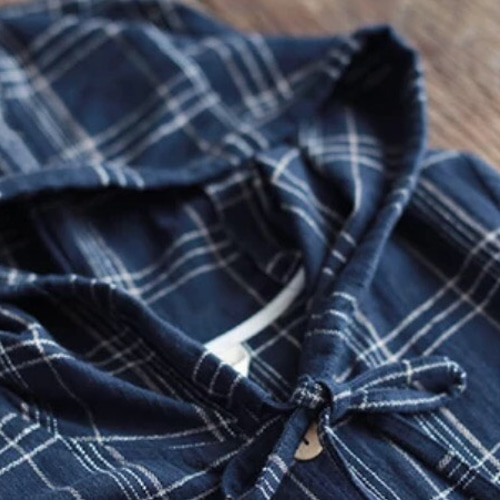 フード付き・チェック柄シャツワンピース ワンピース 森のファブリック