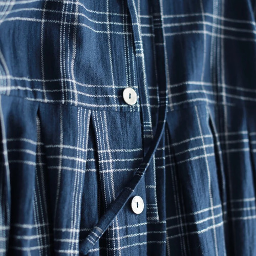 フード付き・チェック柄シャツワンピース ワンピース 森のファブリック