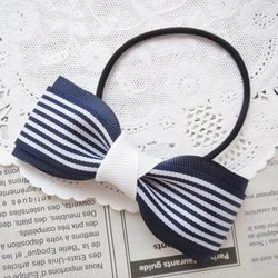 再販5【ネイビー✕グレージュ】ナチュラルリボン♡ヘアゴム（２個セット） 再販5【ネイビー✕グレージュ】ナチュラルリボン♡ヘアゴム（2個セット）