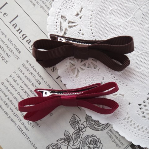 ベルベットダブルリボン ベビーヘアクリップ ヘアピン ヘアゴム ヘア