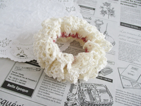 シュシュ  ヘアゴム  コットンピンクラメ シュシュ ヘアゴム コットンピンクラメ