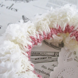 シュシュ ★ 白い 綿菓子 ファンシーヤーン 手編み ヘアゴム ヘアアクセサリー 9枚目の画像