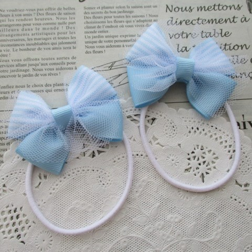 再販【NEWミントブルー】ラインリボン♡ヘアゴム 再販【NEWミントブルー】ラインリボン♡ヘアゴム ドットリボンミニ