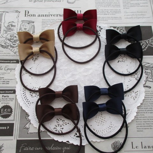 再販5【ネイビー✕グレージュ】ナチュラルリボン♡ヘアゴム（２個セット） 再販5【ネイビー✕グレージュ】ナチュラルリボン♡ヘアゴム（2個セット）