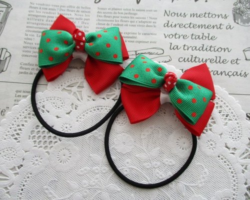 No.617リボンヘアゴム☆クリスマス☆２個セット No.617リボンヘアゴム☆クリスマス☆2個セット