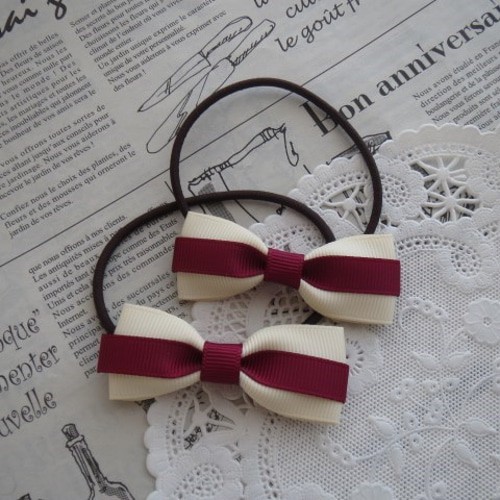 【ボルドー】ナチュラルリボン♡ヘアゴム ボルドー】ナチュラルリボン♡ヘアゴム